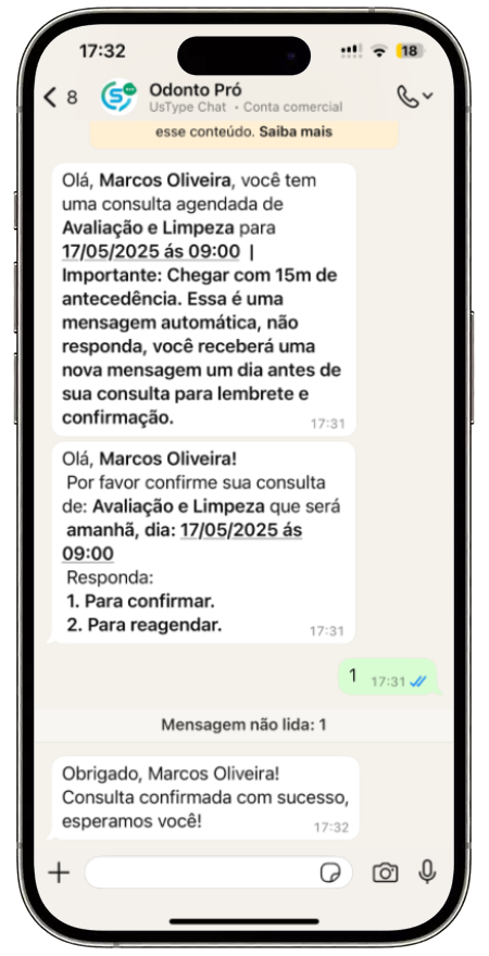 Mensagem de aviso de consulta