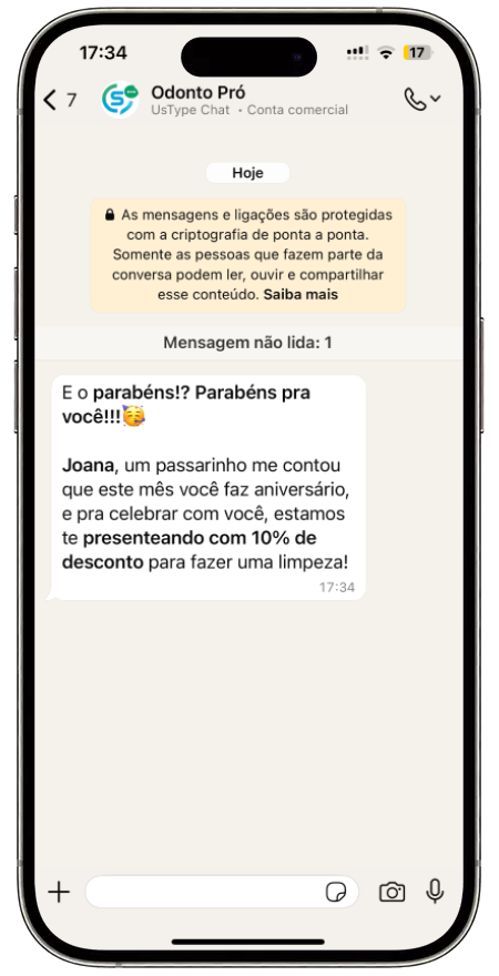 Mensagem de confirmação da consulta